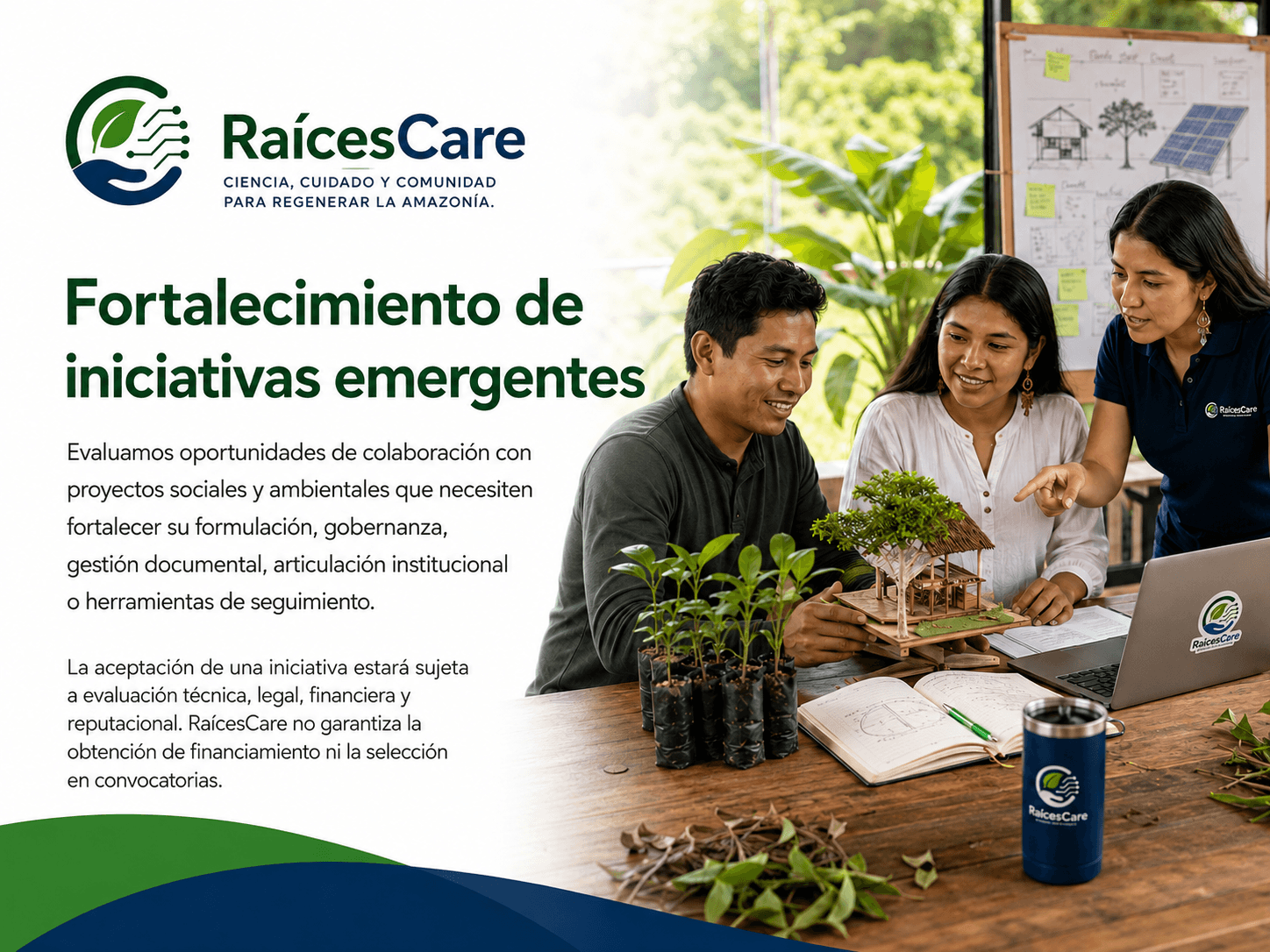 Fortalecimiento de iniciativas emergentes: evaluamos oportunidades de colaboración con proyectos sociales y ambientales que necesiten fortalecer su formulación, gobernanza, gestión documental, articulación institucional o herramientas de seguimiento